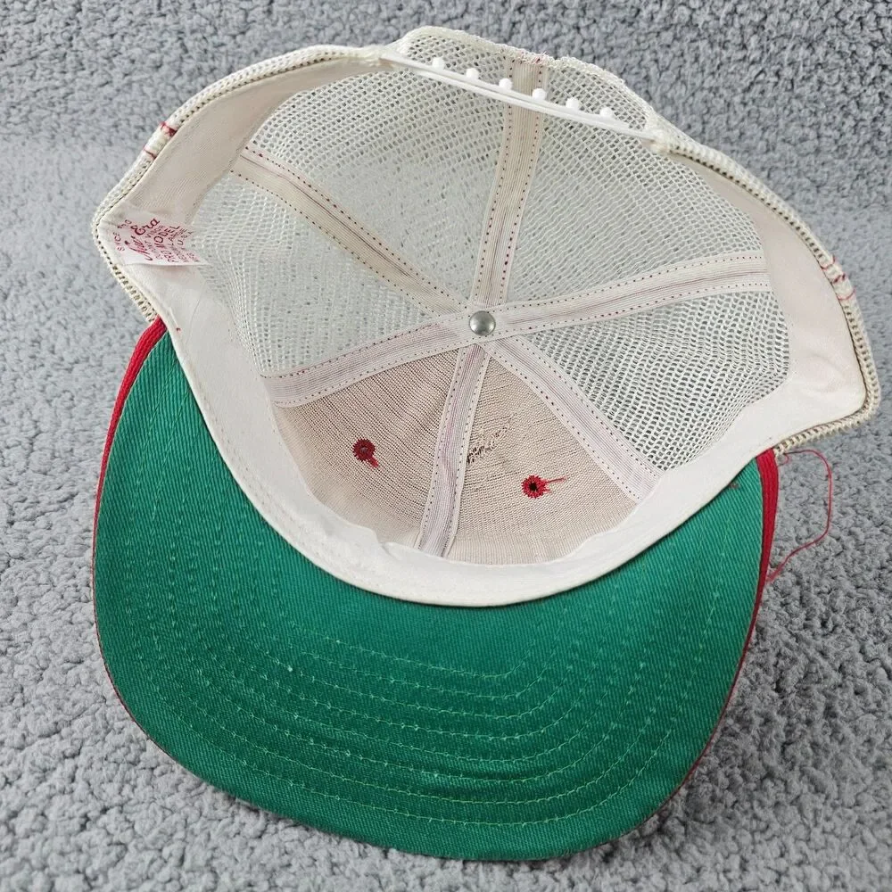 Vintage Marigold Docks Trucker Hat Red White Snapback Cap Mesh Patch USA Made